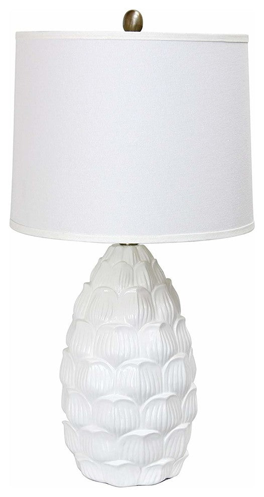 Elegant Designs Resin Table Lamp With Fabric Shade, White