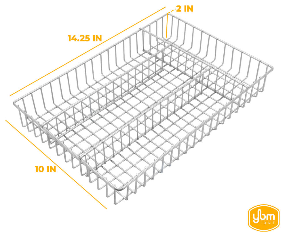YBM Home Chrome Wire In-Drawer Silverware Tray Organizer with 4 Compartments