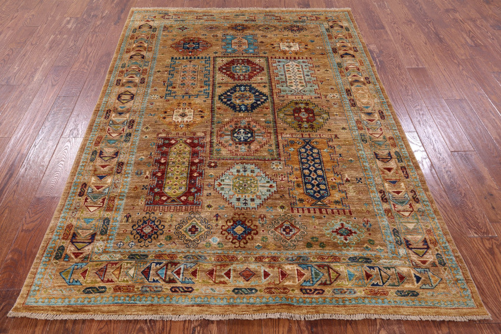 Fine Turkmen Ersari Hand Knotted Wool Rug 5' 7" X 7' 8" - Q12177