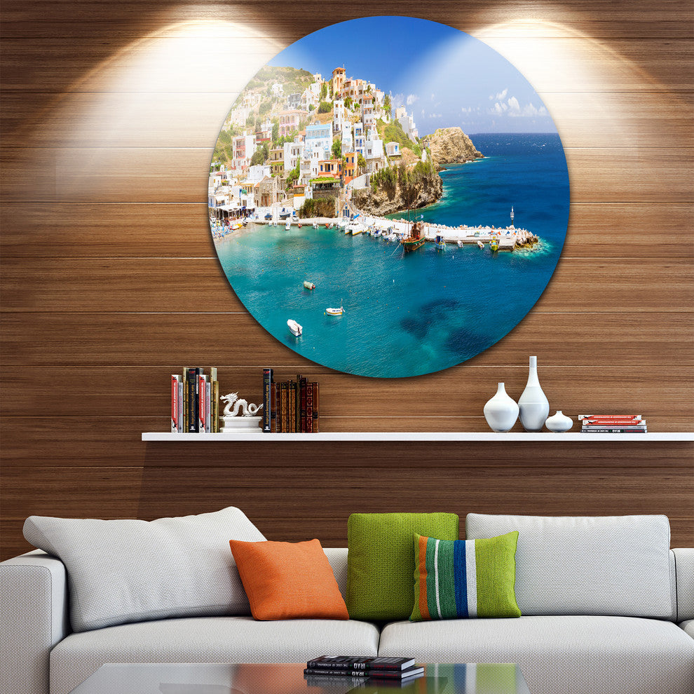 Harbor With Vessels And Boats, Seascape Round Wall Art, 11"