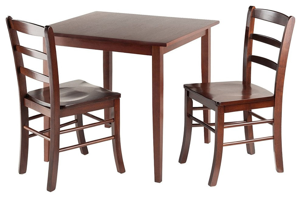 Wooden Square Dining Table With Chairs Chairs, 3-Piece set, Antique Walnut