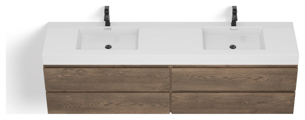 Boutique Bath Vanity, Butternut, 80", Double Sink, Freestanding