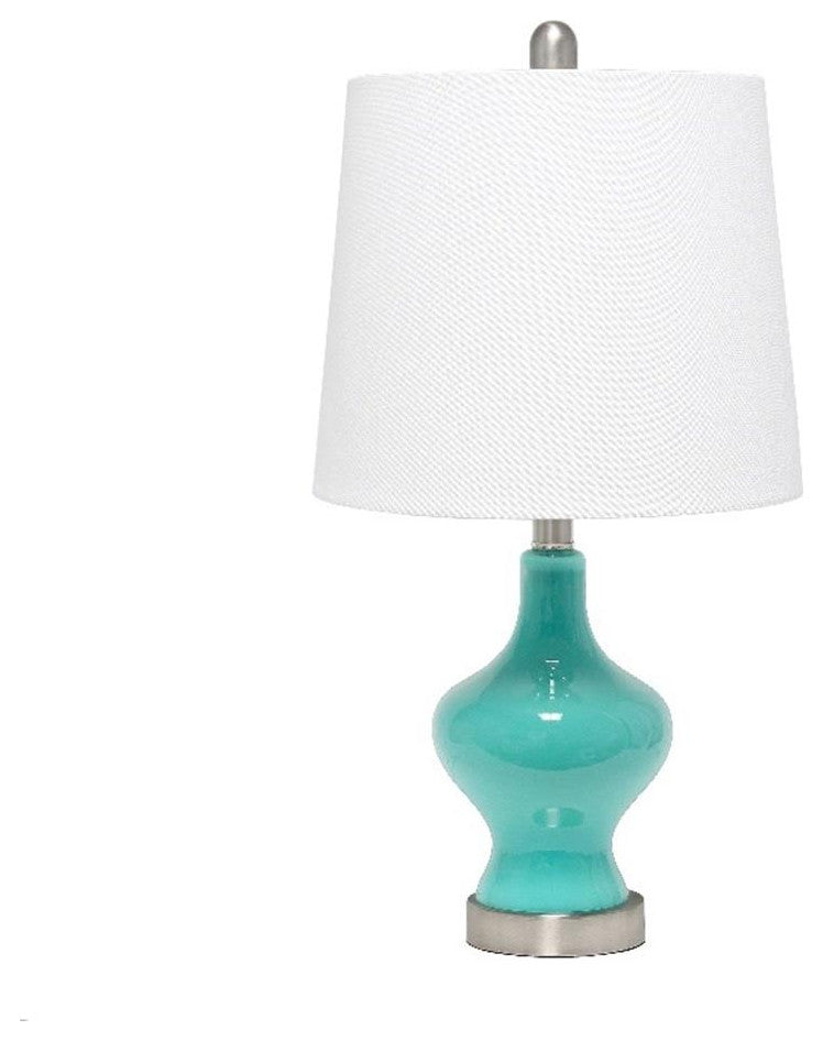 Elegant Designs Glass Gourd Shaped Table Lamp, Teal