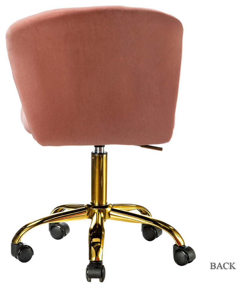 Swivel Task Chair With Tufted Back, Pink