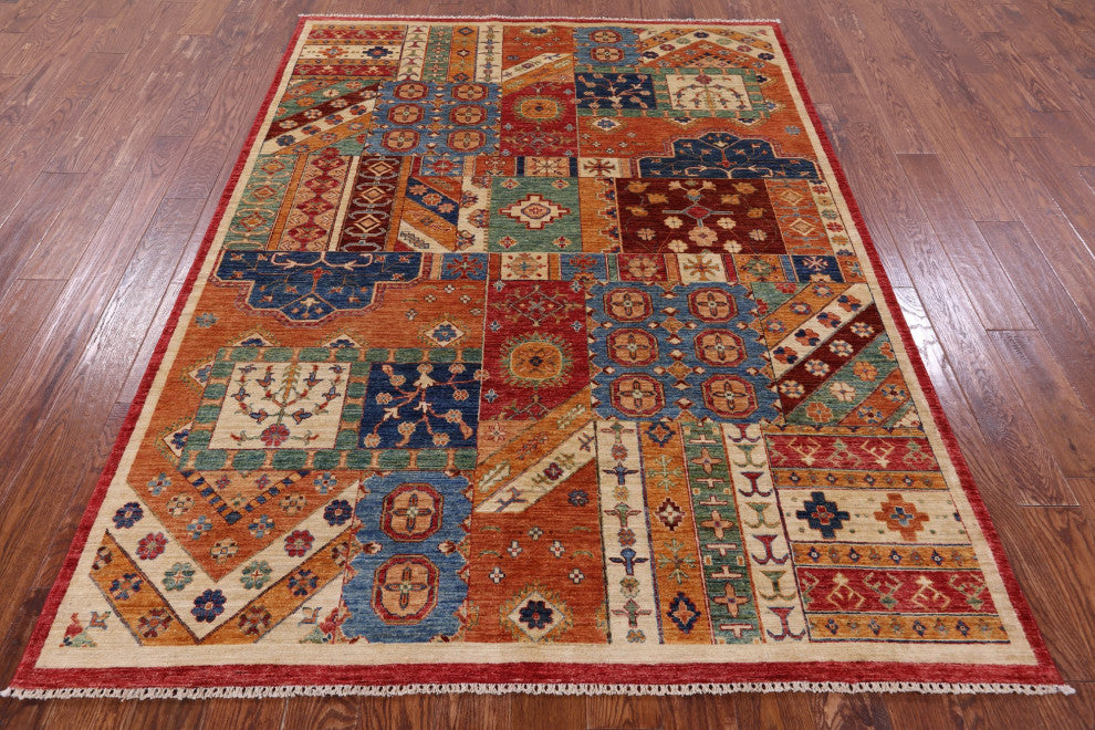 5' 11" X 8' 0" Hand-Knotted Super Kazak Wool Rug - Q11027