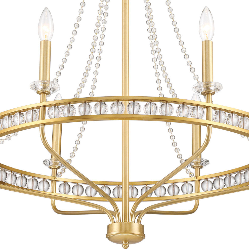 Crystorama Lighting Group SEV-1806 Seville 6 Light 28"W Beaded - Aged Brass