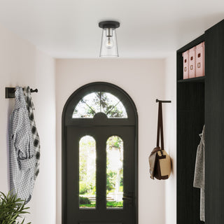 Cityview 1 Light Black With Brushed Nickel Accents Small Flush Mount
