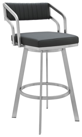 Capri 30" Swivel Modern Metal and Slate Gray Faux Leather Bar and Counter Stool