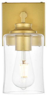 1 Light Brass And Clear Bath Sconce