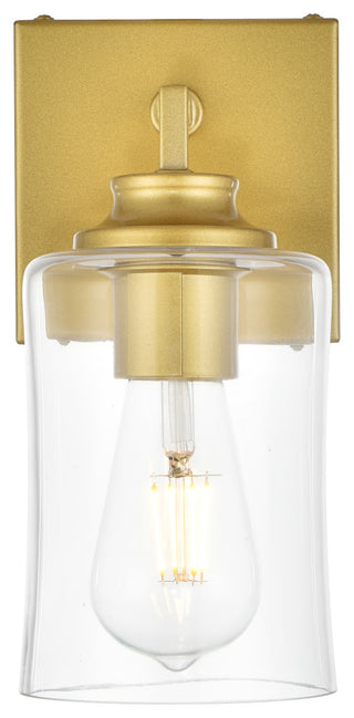 1 Light Brass And Clear Bath Sconce