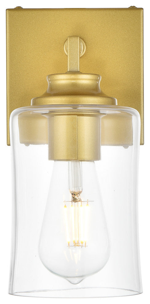 1 Light Brass And Clear Bath Sconce