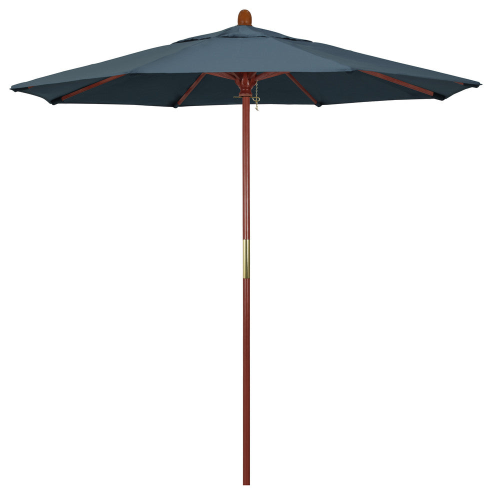 7.5' Square Push Lift Wood Umbrella, Sapphire Pacifica