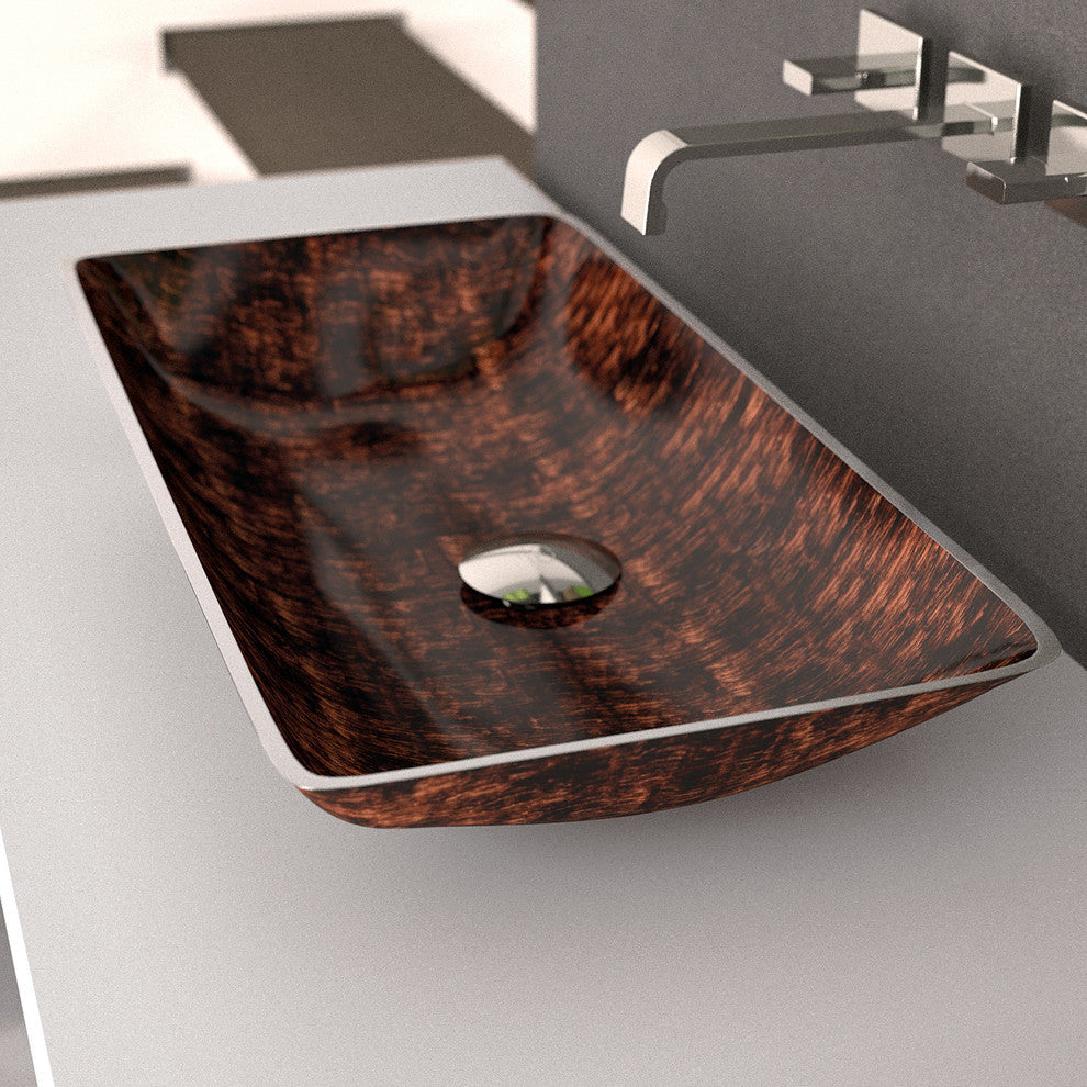 Alumix Nek Rectangular Vessel Sink, Brown and Black