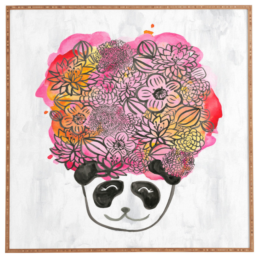 Deny Designs Dash And Ash Panda Flowers Framed Wall Art