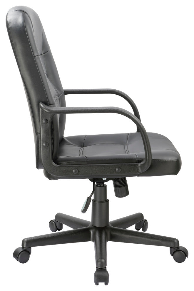 Office Factor Black Bonded Leather Desk Office Chair Swivel Ergonomic