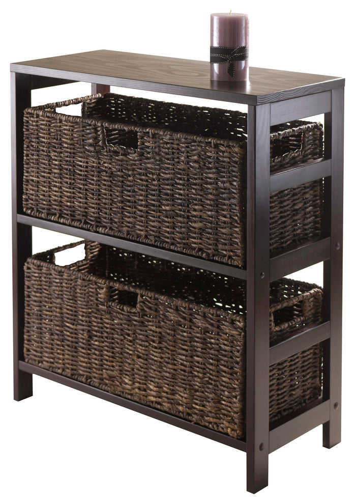 Winsome Granville 3-Piece Storage Shelf with 2 Large Baskets, Espresso