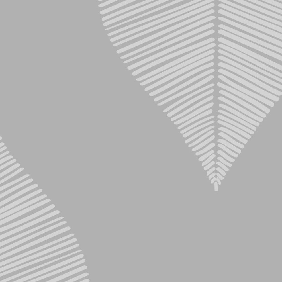 Line Leaves Peel and Stick Vinyl Wallpaper, Off White Cool Gray, 24"w X 108"h
