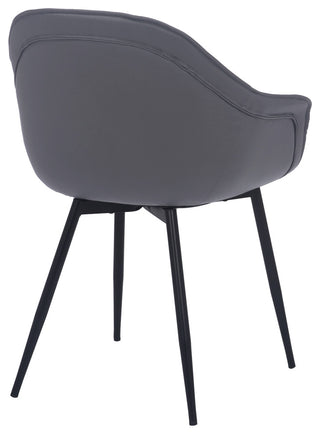 Clover Grey Faux Leather Dining Room Chair with Black Metal Legs