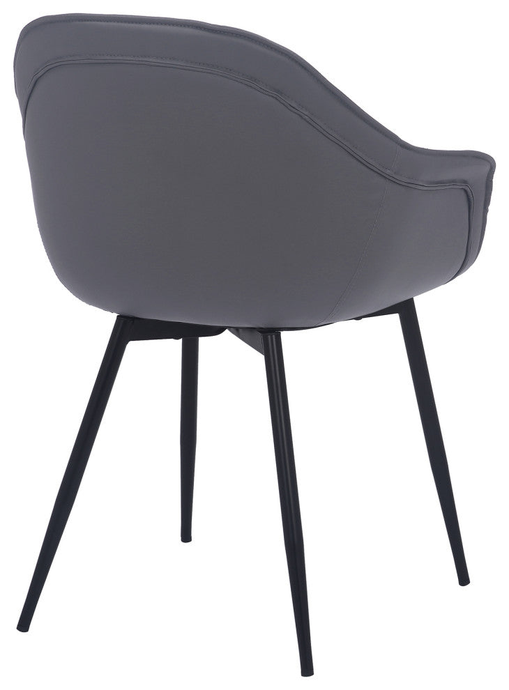 Clover Grey Faux Leather Dining Room Chair with Black Metal Legs