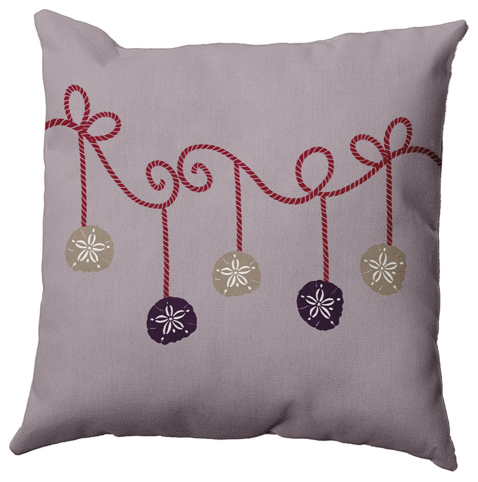 Frosting Sanddollar Ornaments Christmas Polyester Throw Pillow, 18"x18"