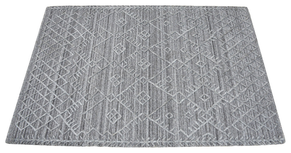 HAND WOVEN FLAT WEAVE KILIM POLYESTER AREA RUGS -Rectangle,Dark Gray,Geometric, [Rectangle] 3'x5'