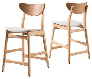 GDF Studio Molle Mid-Century Design Counter Stools, Beige/Oak, Set of 2