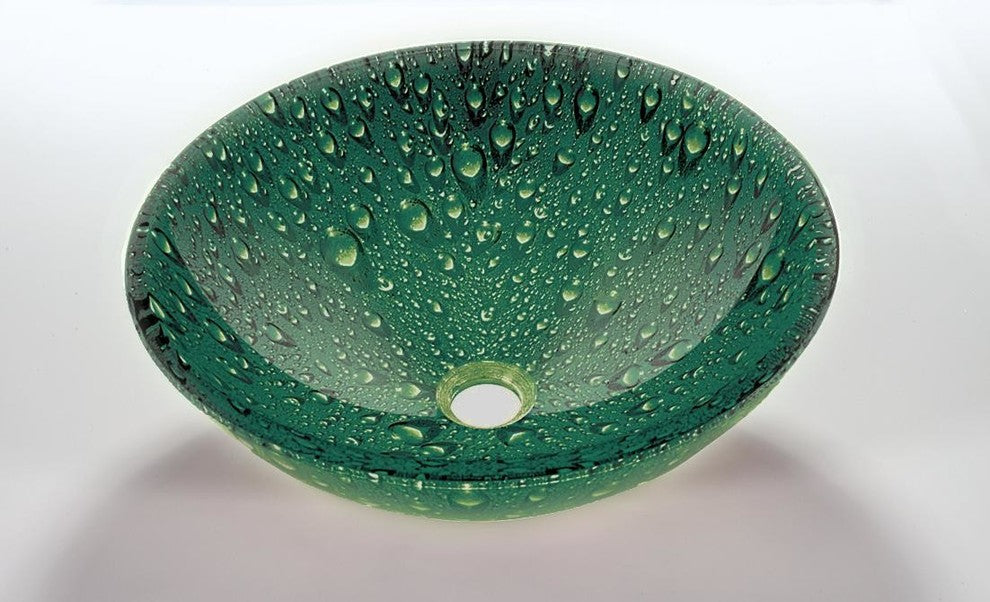 Tempered Glass 1/2" Thick, 16.5" Diameter, 5.5" With Chrome Pop-Up Drain