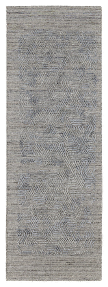 Weave & Wander Huntley Rug, Light Blue/Gray, Rug, 2'9"x10' Runner