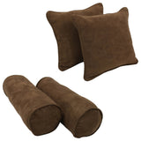Double-Corded Solid Microsuede Throw Pillows With Inserts, Set of 4, Chocolate