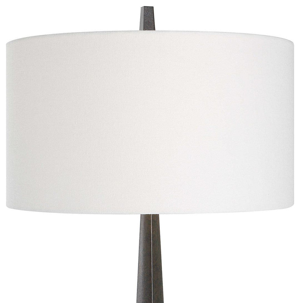 Rustic Minimalist Aged Black Iron Pole Floor Lamp 67 in Industrial Loft Classic