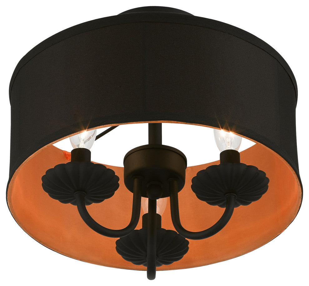 Livex Lighting 3 Light Black Semi-Flush Mount