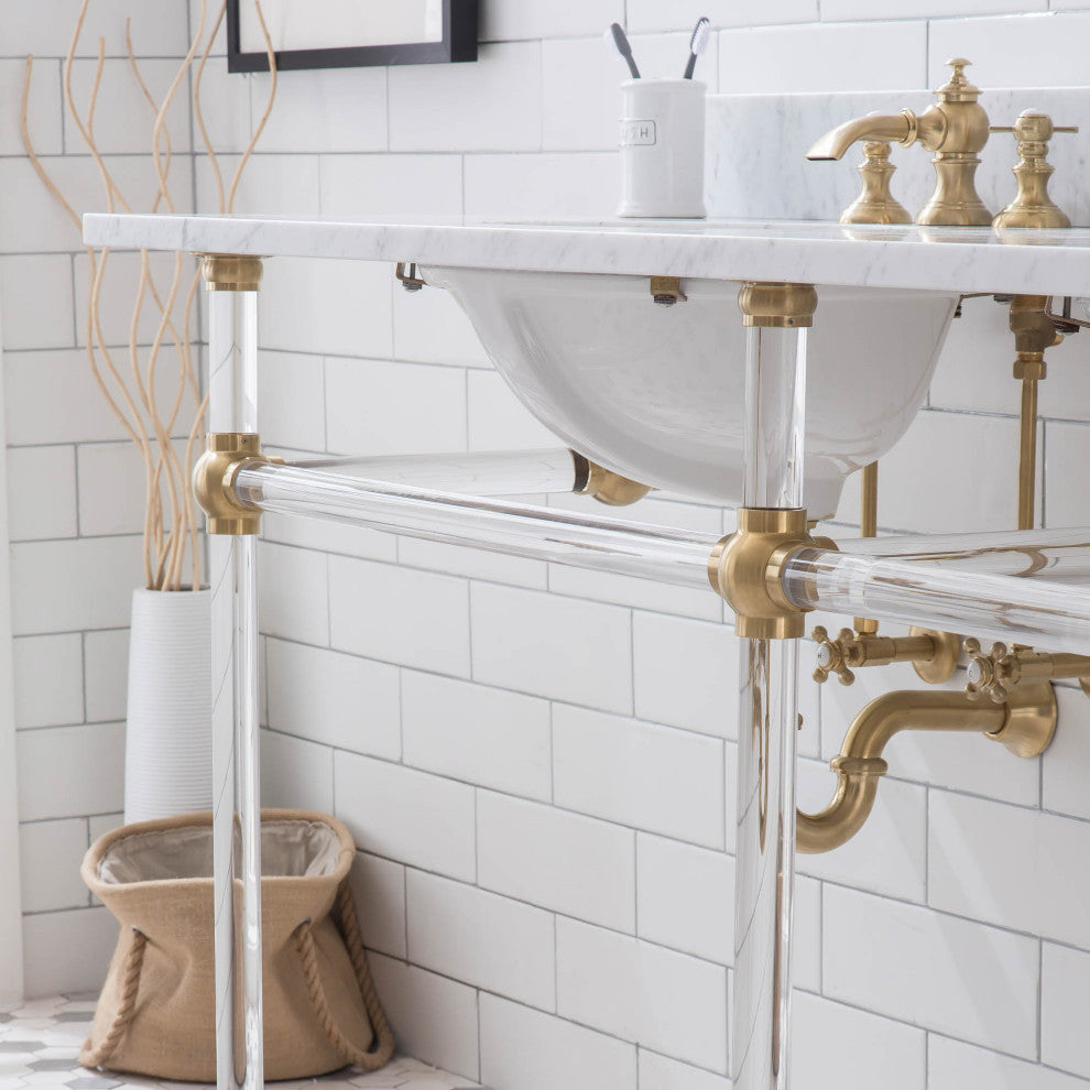 Embassy 72" Double Wash Stand, P-Trap, Countertop With Basin, Faucet, Mirror