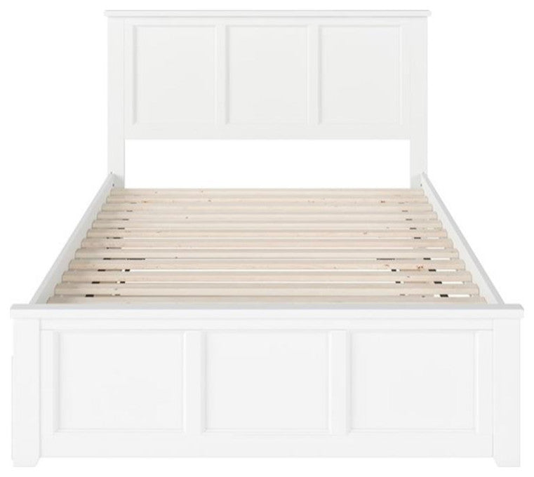 Madison Full Platform Bed, Matching Foot Board, Full Size Trundle Bed, White