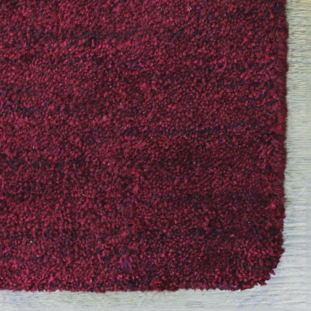 Hand Knotted Loom Silk Mix Area Rug Solid Dark Red, [Square] 10'x10'