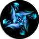 Multi-Colored Blue Stained Glass, Floral Large Disc Metal Wall Art, 11"