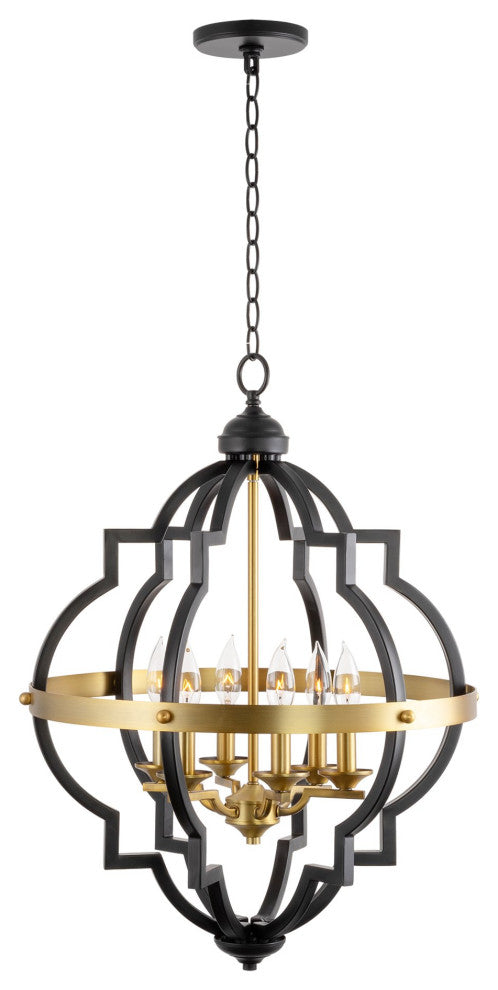 Kira Home Capistrano 28" 6-Light Rustic Farmhouse Chandelier, Warm Brass + Black