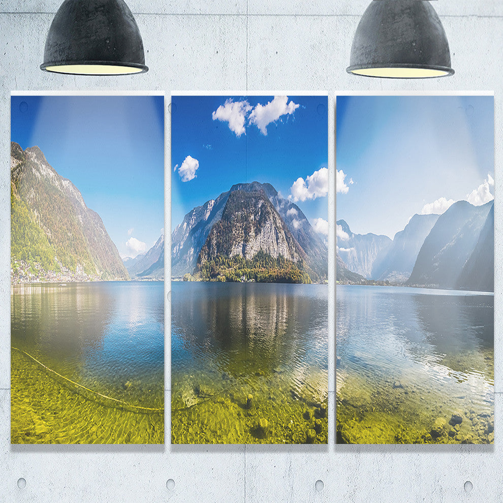 "Crystal Clear Mountain Lake in Alps" Metal Wall Art, 3 Panels, 36"x28"