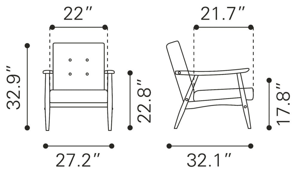 Armchair Accent Chair, Fabric, Wood, Walnut Brown, Lounge Lobby Hospitality