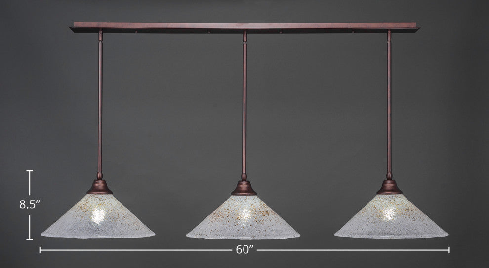 Stem 3-Light Pendalier with Hang Straight Swivel, Bronze/Gold Ice