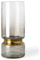 11" Smoked Bubble Glass Gold Accent Vase