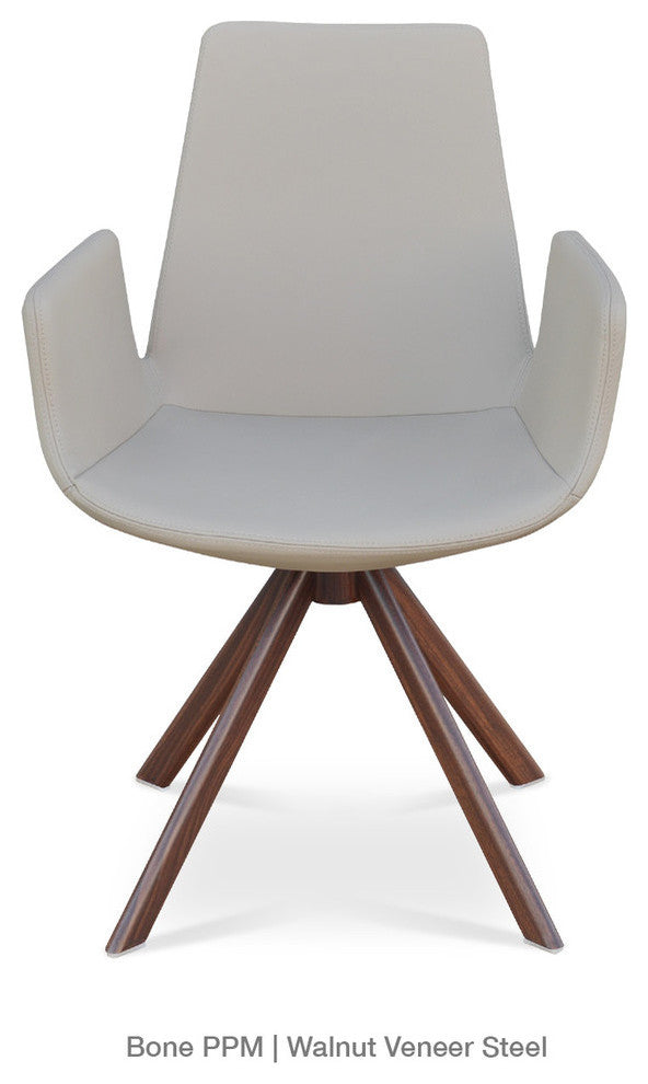 Eiffel Arm Sword Chair, Walnut Veneer Steel Base, Bone Ppm