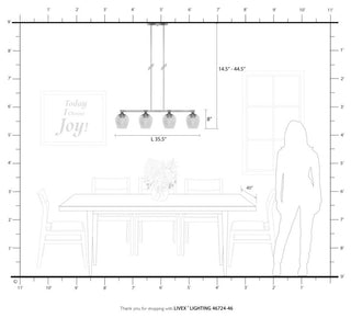 Willow 4 Light Black Chrome Linear Chandelier
