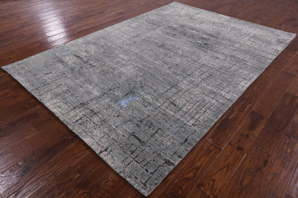 Wool and Silk Hand Knotted Abstract Rug 6' 2" X 9' 0" Q7191
