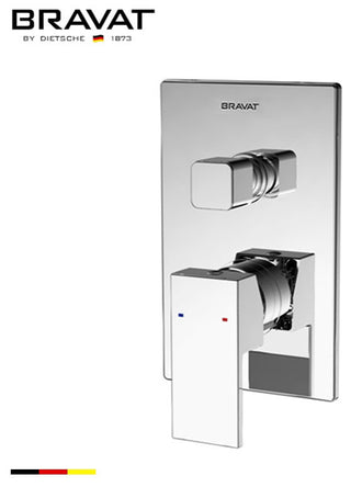 Bravat Amazing Style Square Chrome Dual Handle Wall Mount Faucet