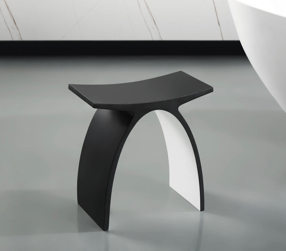 ABST77BM Black Matte Arched Solid Surface Resin Bathroom / Shower Stool