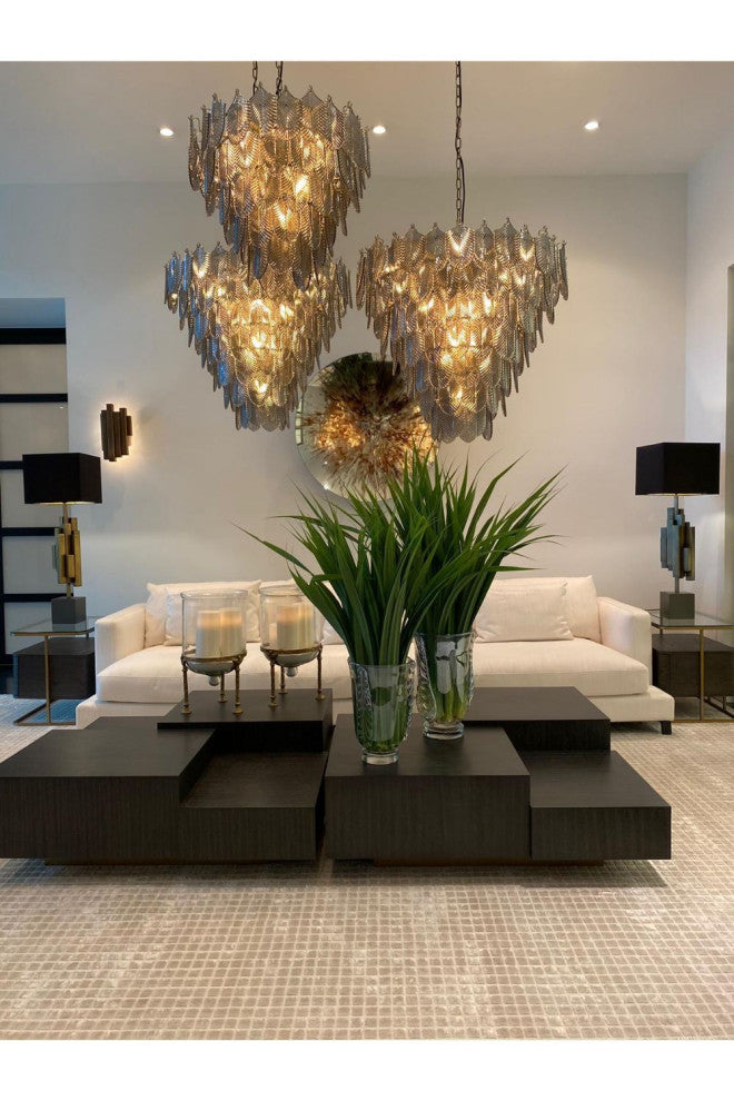 Smoked Glass Layered Chandelier, Eichholtz Verbier L