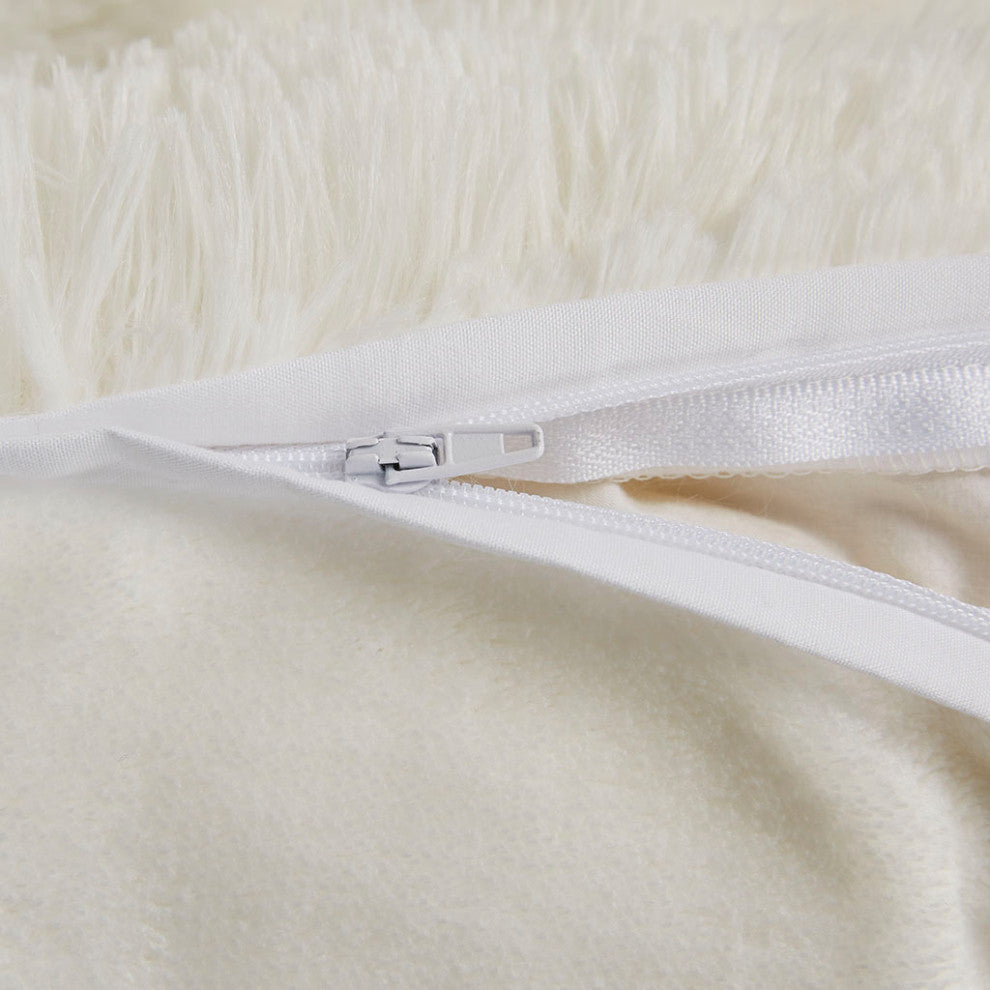 Intelligent Design Malea Shaggy Fur Duvet Cover Set, Ivory