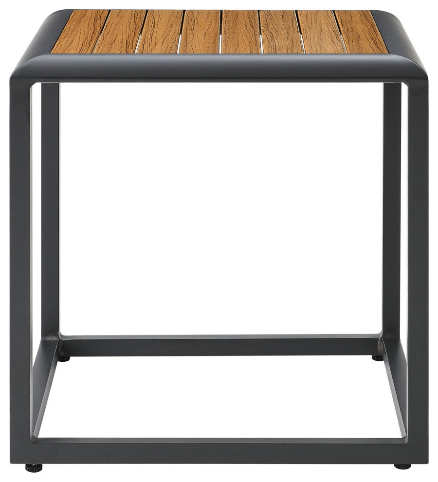 Lounge Coffee Side Table, Square, Gray Natural, Aluminum, Modern, Outdoor Patio
