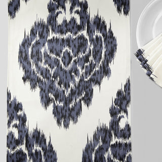 Ikat Printed Cotton Table Runner and Placemats, Ikat Blue