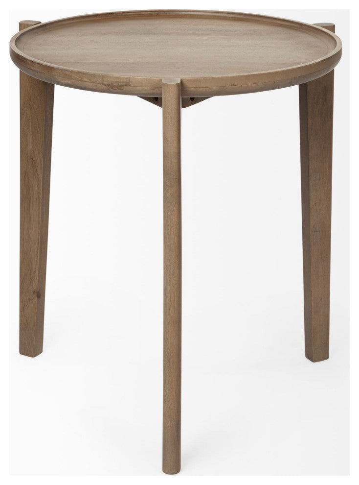 24" Brown Round End Table